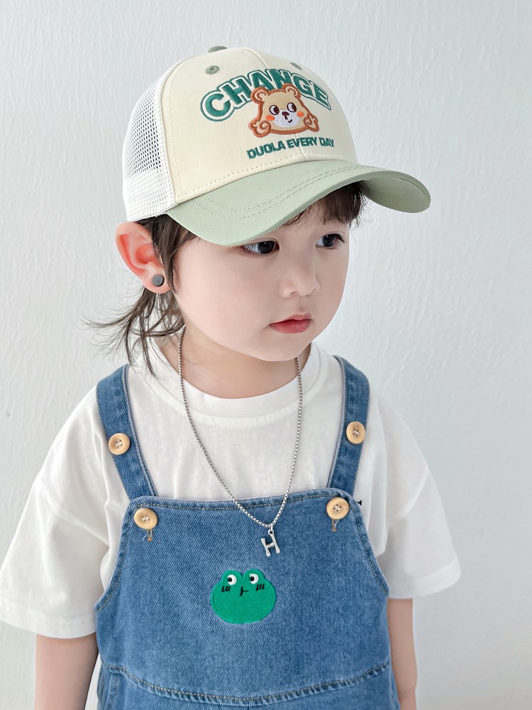 キッズ帽子 くまさん刺繍メッシュキャップ