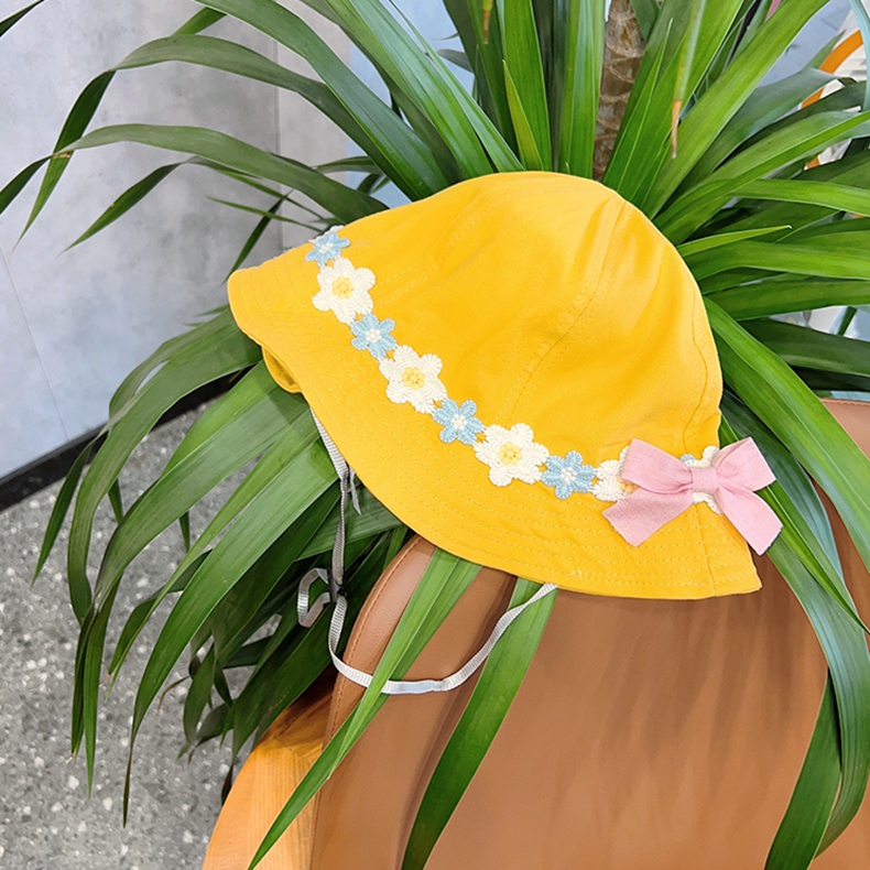 キッズ帽子 お花レース付きバケットハット
