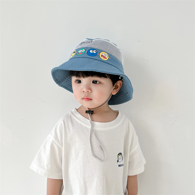 キッズ帽子 おもしろ顔柄メッシュバケットハット
