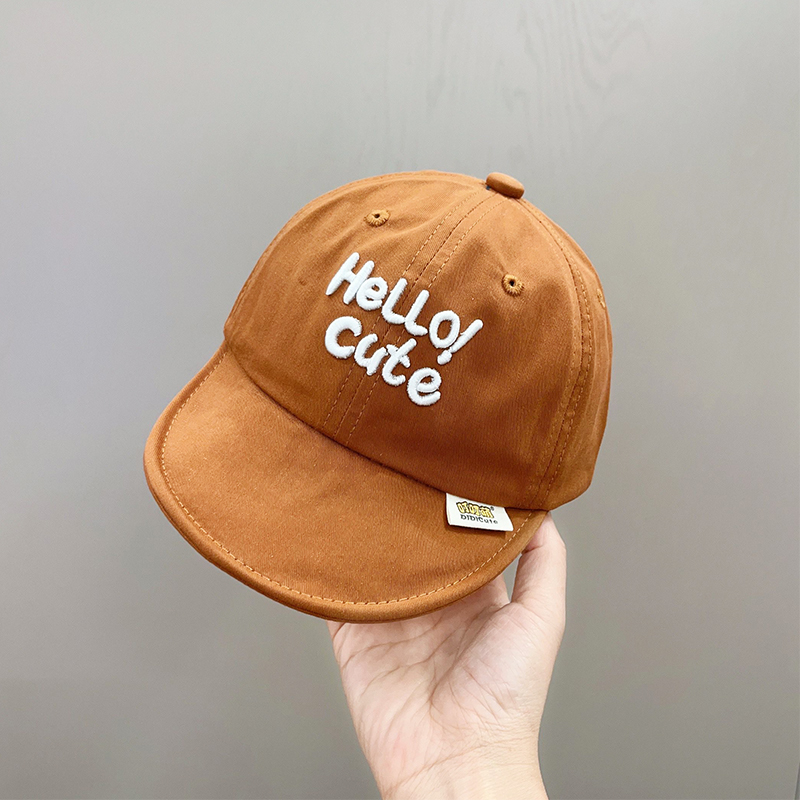 キッズ帽子 HELLO刺繍のやわらか帽子