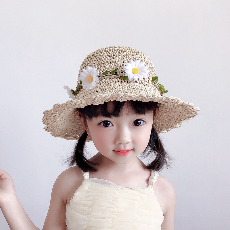 キッズ帽子 お花いっぱい麦わらハット