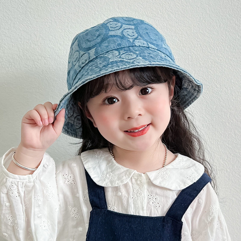 キッズ帽子 にこにこ模様のバケットハット
