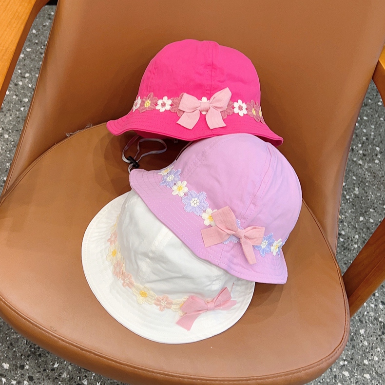キッズ帽子 お花レース付きバケットハット