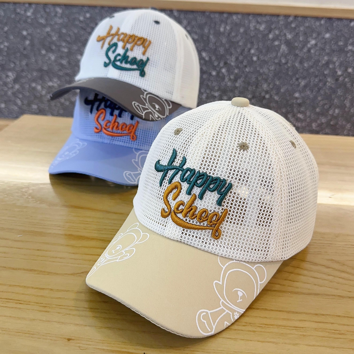 キッズ帽子 Happy school メッシュキャップ