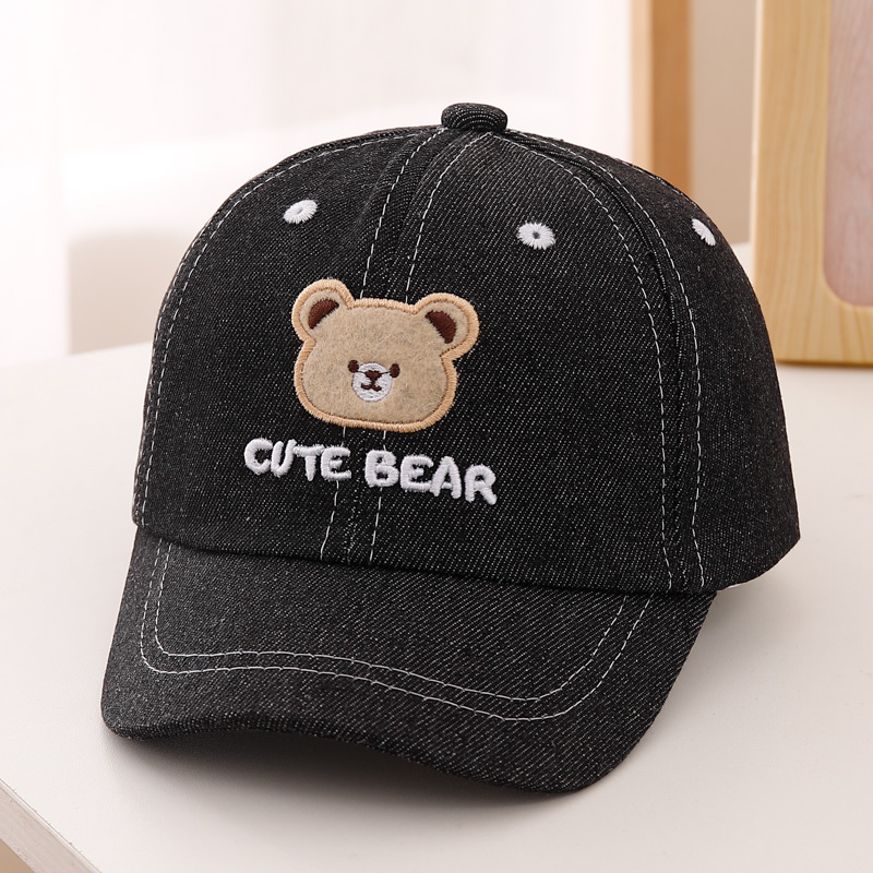 キッズ帽子 くまさん刺繍入りデニムキャップ
