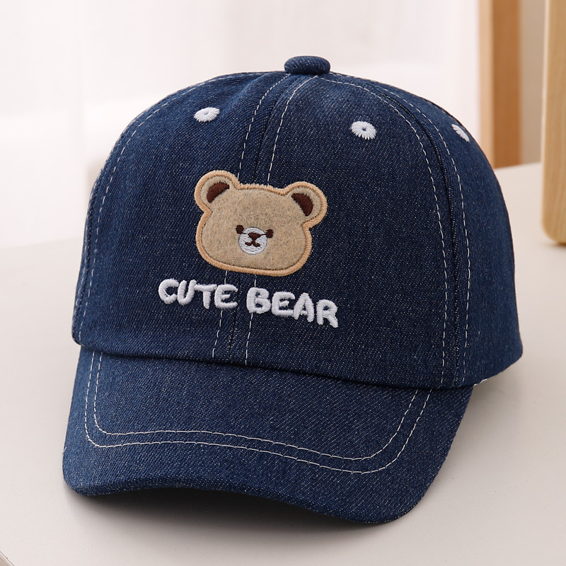 キッズ帽子 くまさん刺繍入りデニムキャップ