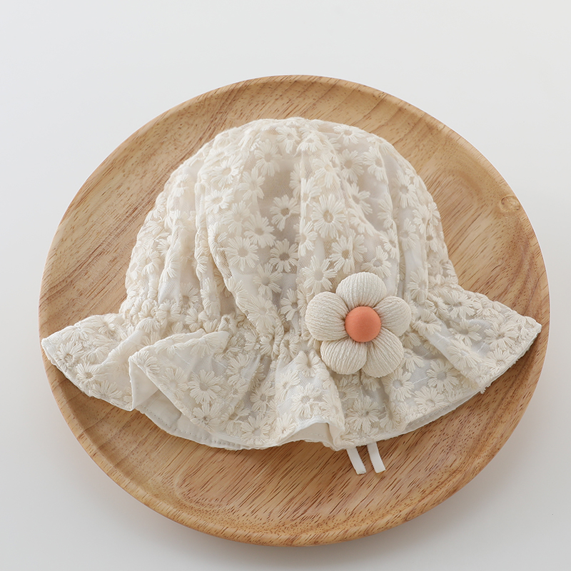 キッズ帽子 花刺繍レース 赤ちゃん用日よけ帽子