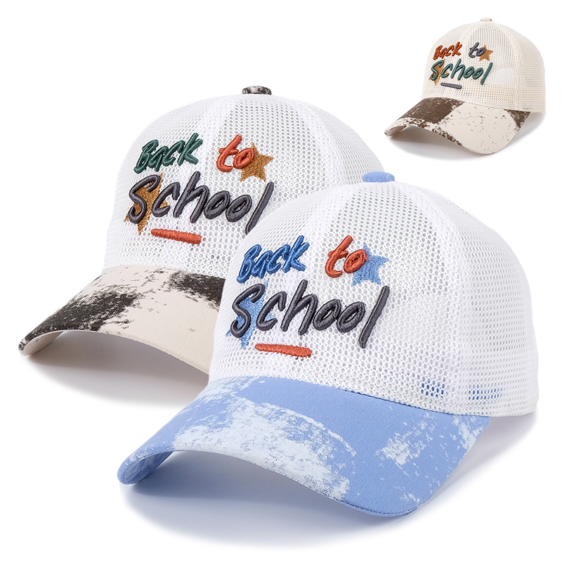 キッズ帽子 Back to schoolメッシュ刺繍キャップ