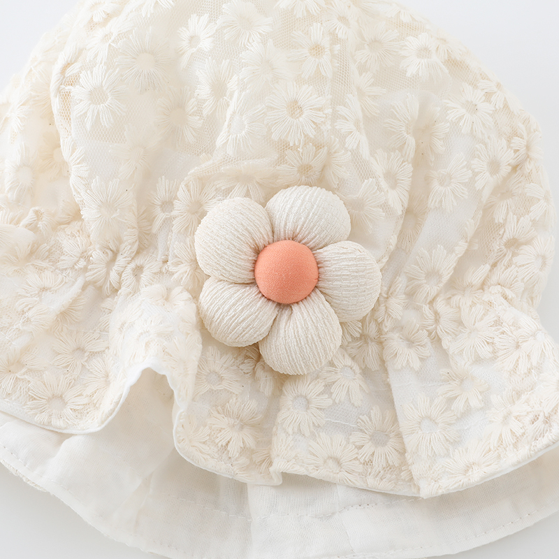 キッズ帽子 花刺繍レース 赤ちゃん用日よけ帽子