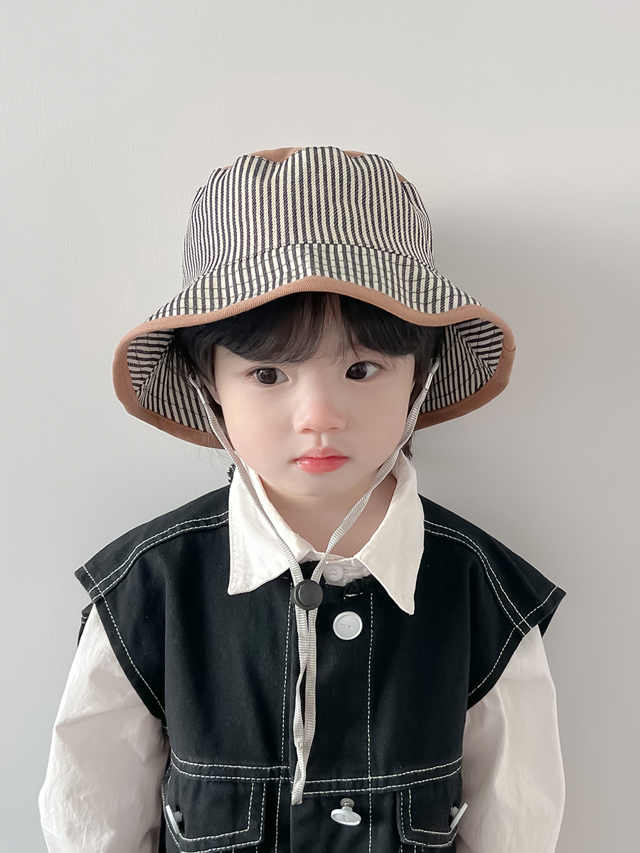 キッズ帽子 にこにこストライプバケットハット