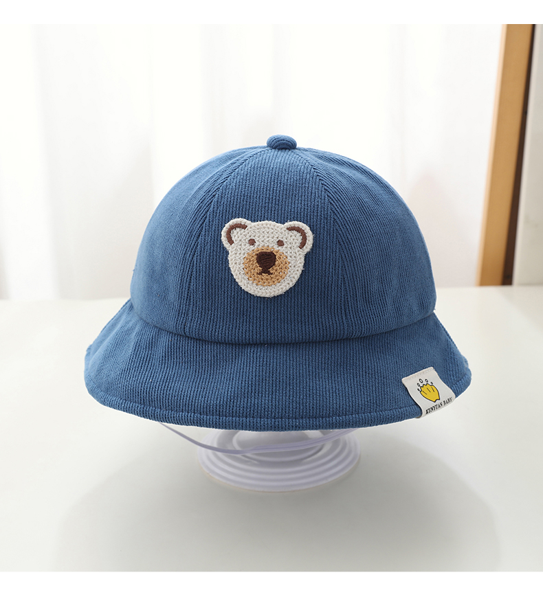 キッズ帽子 くまさん刺繍入り コーデュロイバケットハット