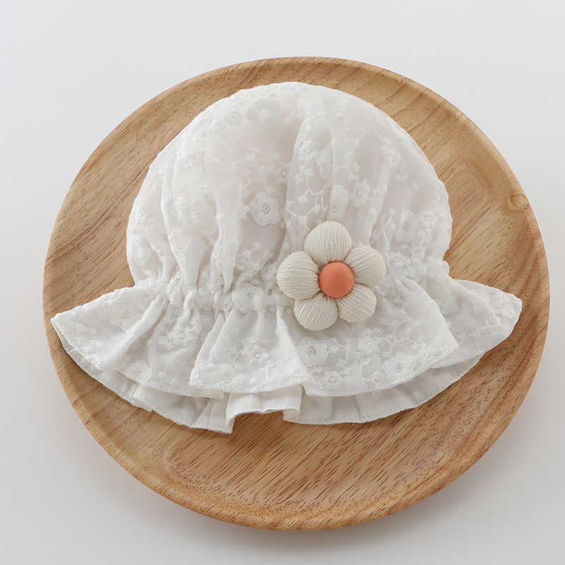 キッズ帽子 花刺繍レース 赤ちゃん用日よけ帽子