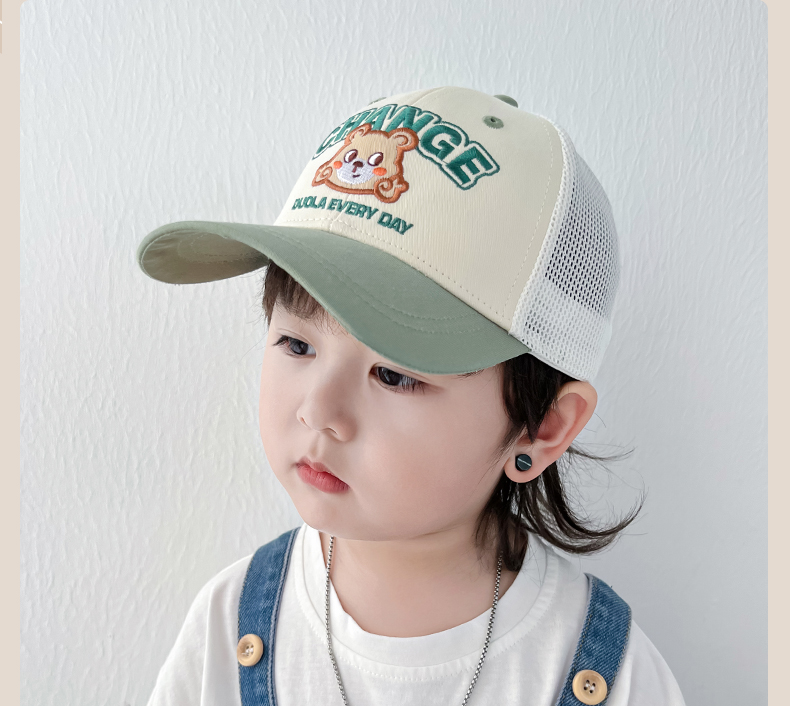 キッズ帽子 くまさん刺繍メッシュキャップ