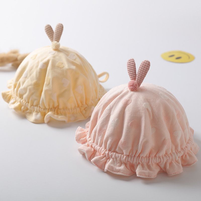 キッズ帽子 うさぎ耳のふんわりボンネット