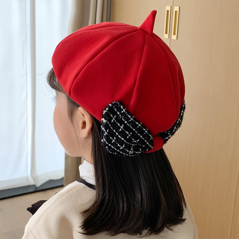 キッズ帽子 リボン付きキッズベレー帽