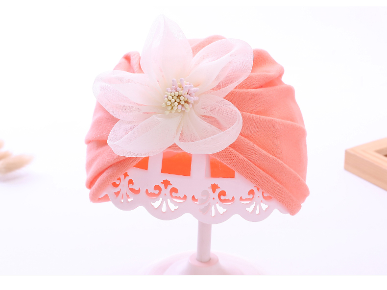 キッズ帽子 花飾り付きふんわりターバン帽子