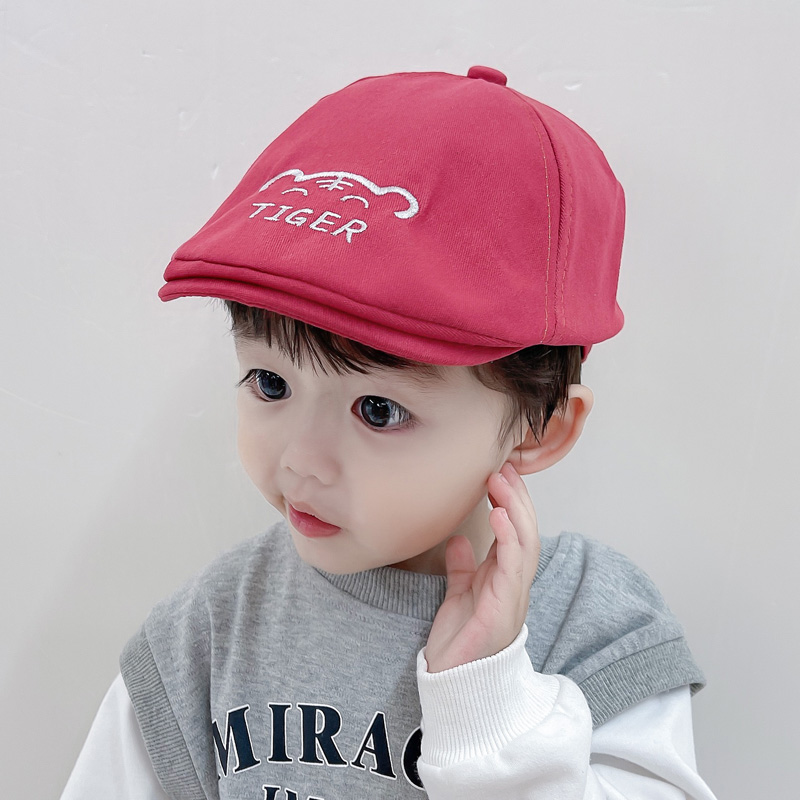 キッズ帽子 かわいい虎マーク付き幼児用キャスケット