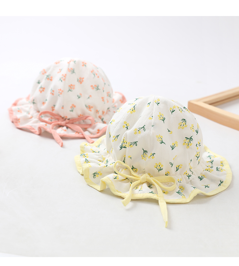 キッズ帽子 小花柄フリルバケットハット