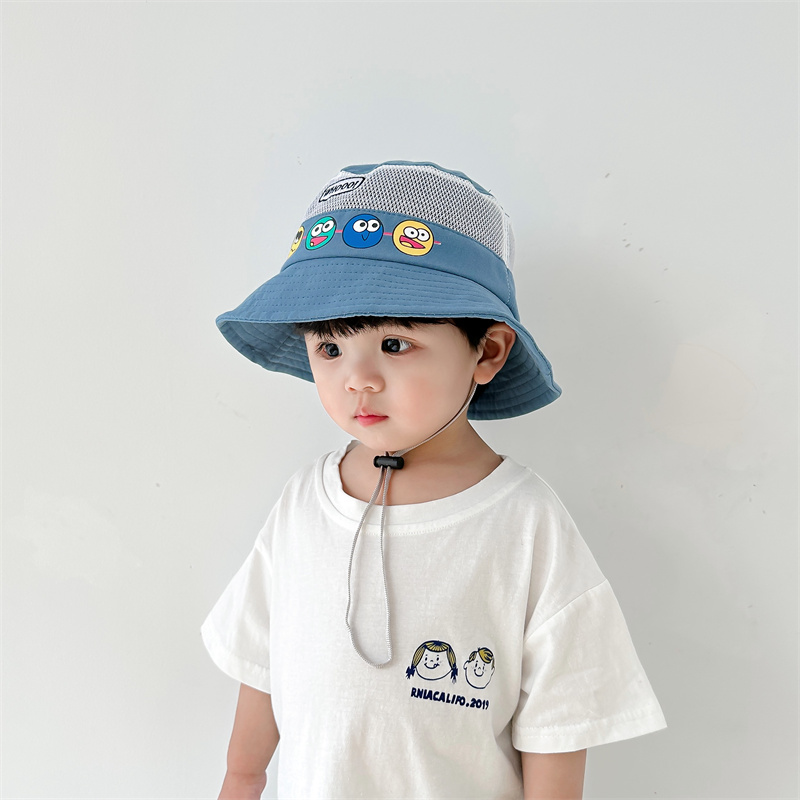 キッズ帽子 おもしろ顔柄メッシュバケットハット