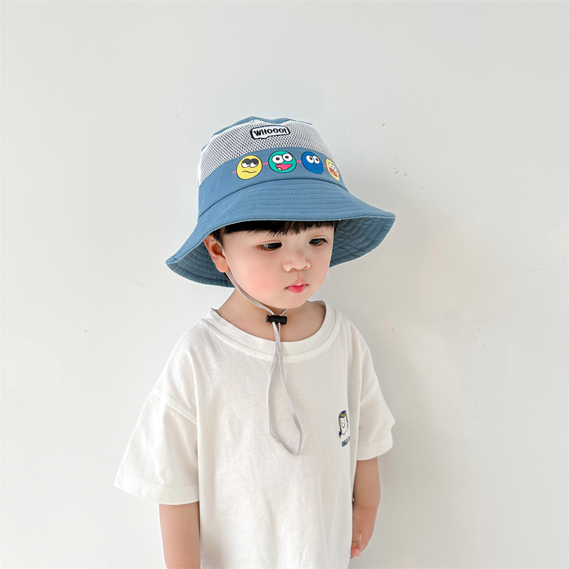 キッズ帽子 おもしろ顔柄メッシュバケットハット