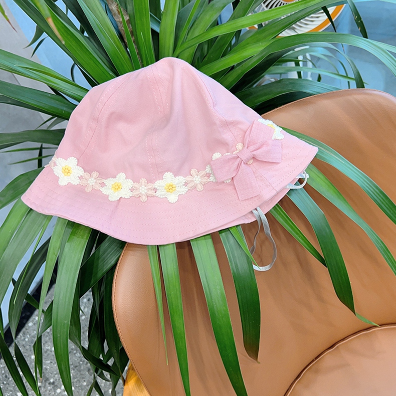 キッズ帽子 お花レース付きバケットハット