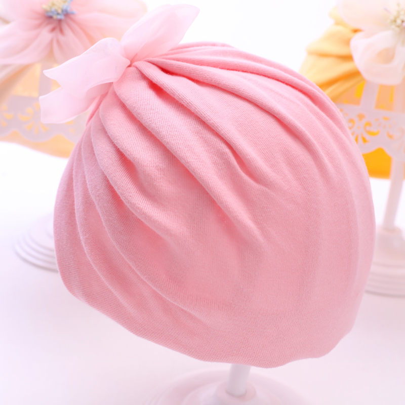 キッズ帽子 花飾り付きふんわりターバン帽子