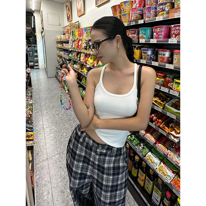チェックパンツゆったりワイドシルエット タータンチェックパンツ
