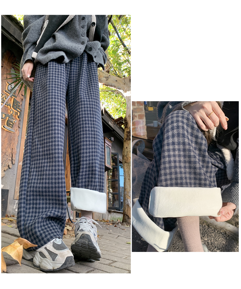 チェックパンツ ゆったりチェック柄ストレートパンツ