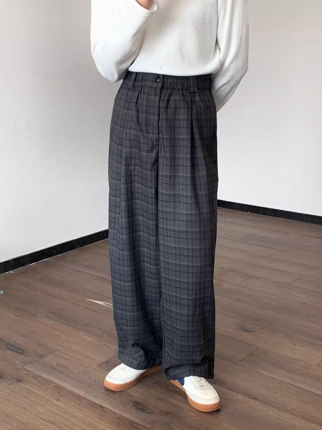 チェックパンツゆったりシルエット タータンチェックパンツ