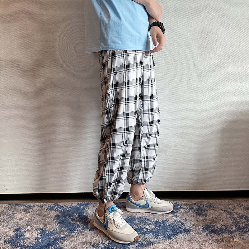 チェックパンツ チェックパンツ 伝統格子模様ジョガーパンツ