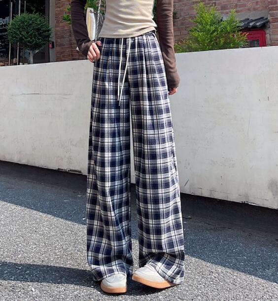 チェックパンツ チェック柄ワイドパンツ レディース ゆったりスラックス