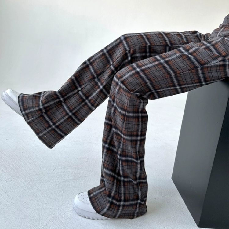 チェックパンツ ゆったりチェック フレアパンツ