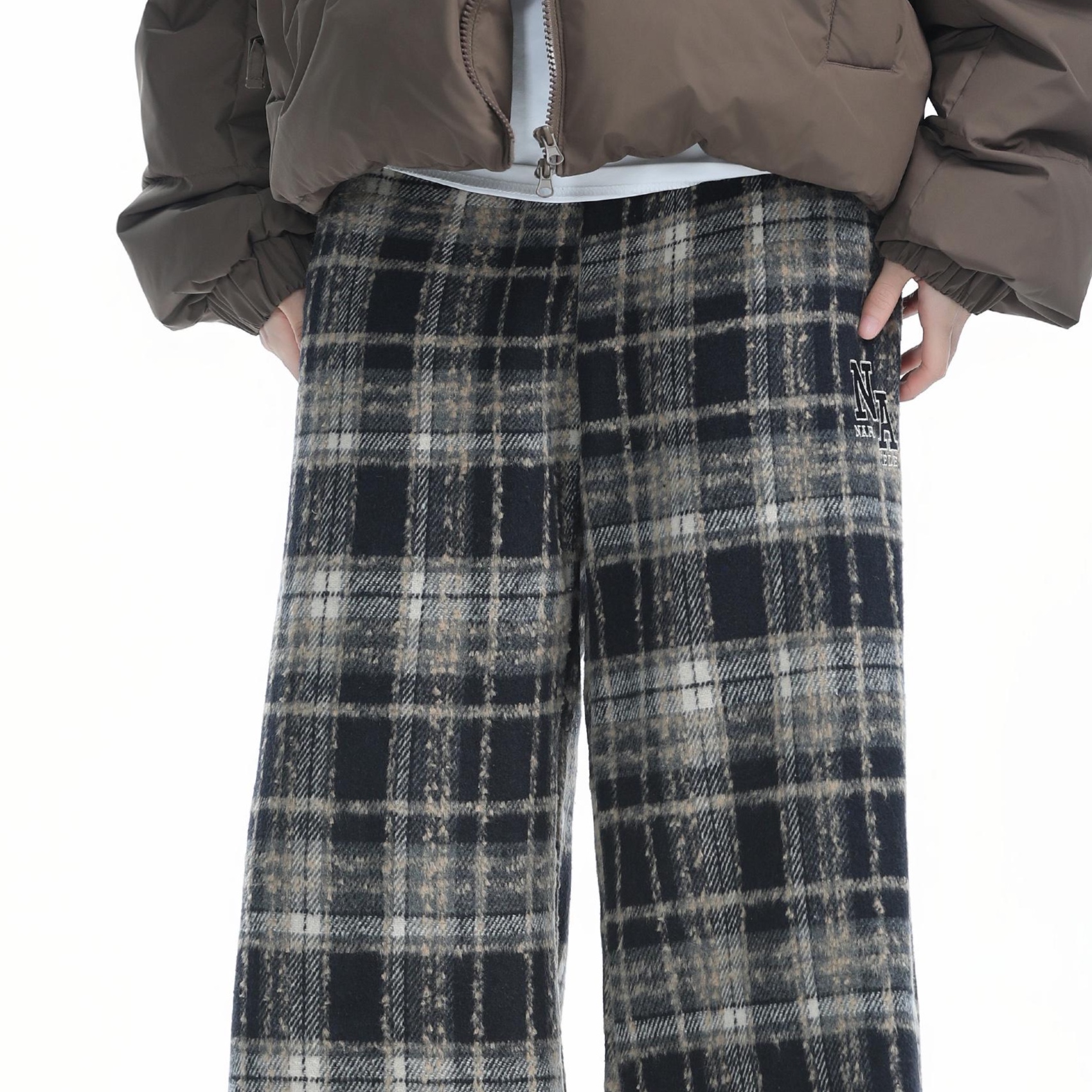チェックパンツ ゆったりタータンチェックワイドパンツ
