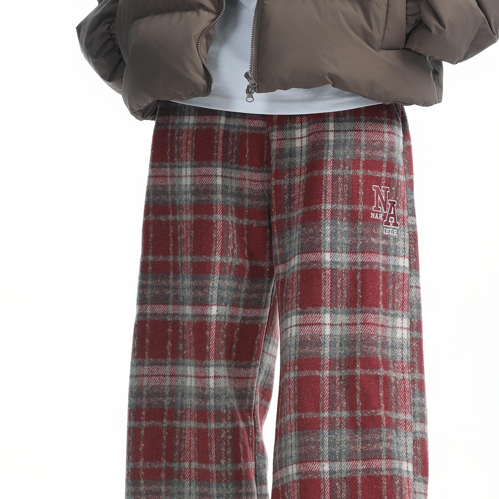 チェックパンツ ゆったりタータンチェックワイドパンツ