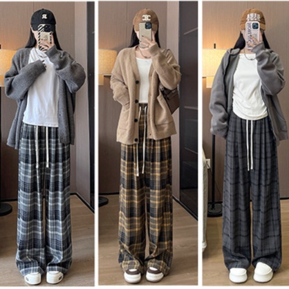 チェックパンツあったか ゆるだぼ チェックパンツ