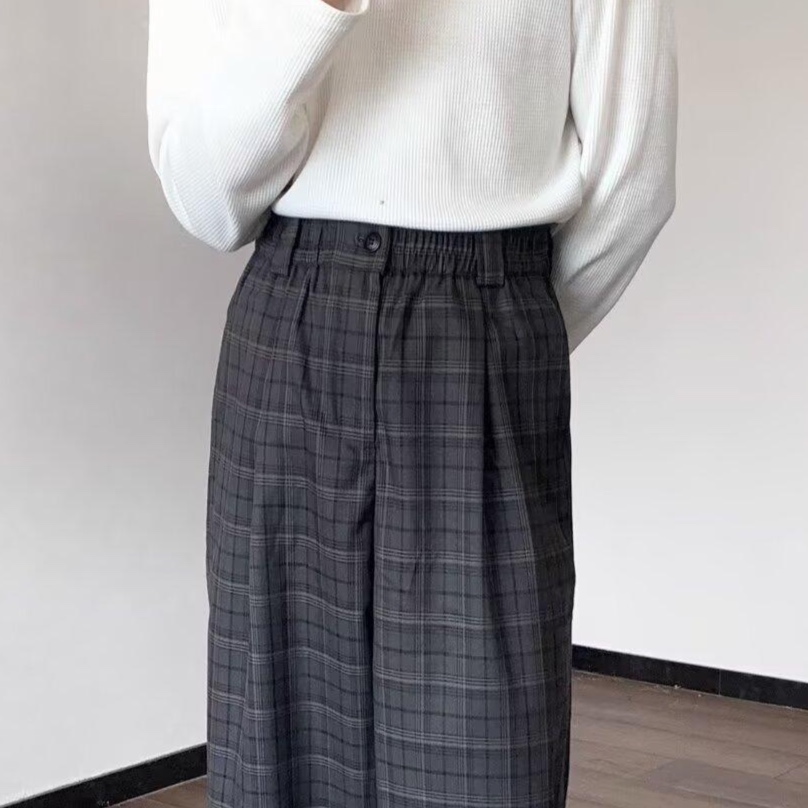 チェックパンツゆったりシルエット タータンチェックパンツ
