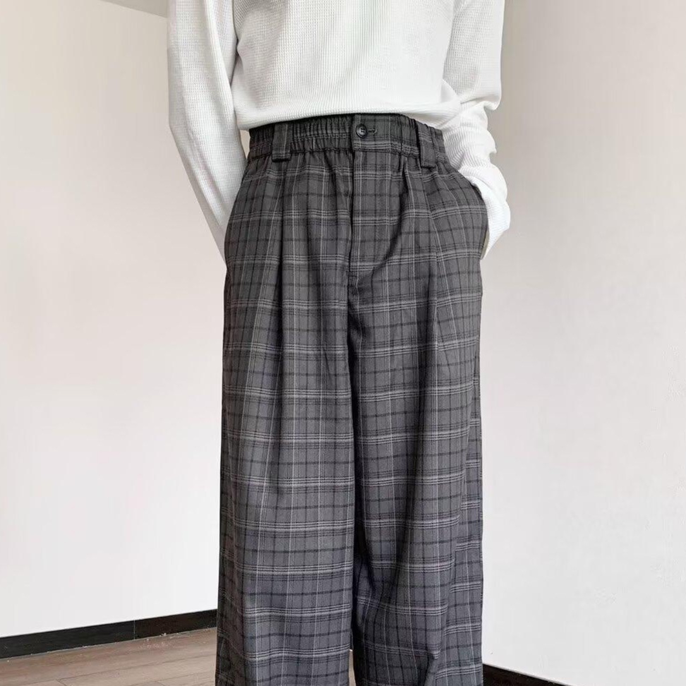 チェックパンツゆったりシルエット タータンチェックパンツ