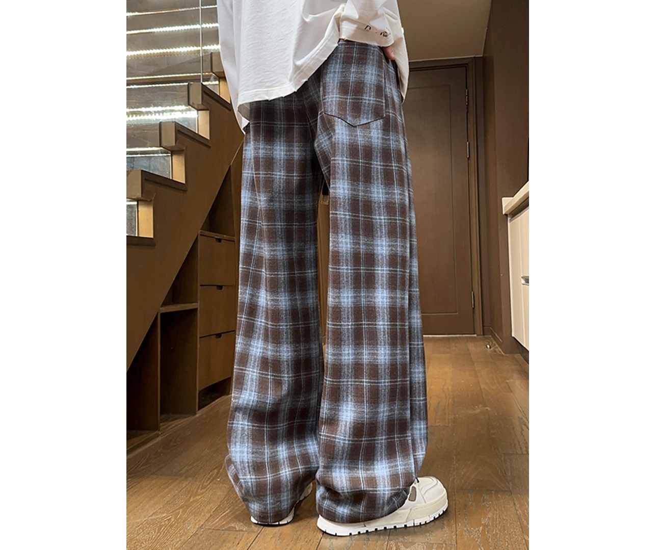 チェックパンツ ハッピーハート ワイドチェックパンツ