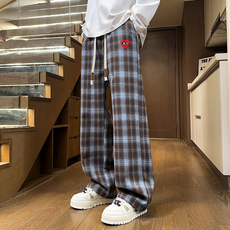 チェックパンツ ハッピーハート ワイドチェックパンツ