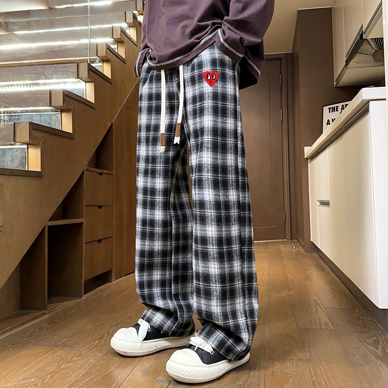 チェックパンツ ハッピーハート ワイドチェックパンツ