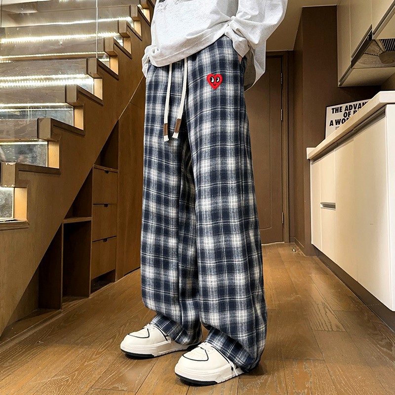 チェックパンツ ハッピーハート ワイドチェックパンツ