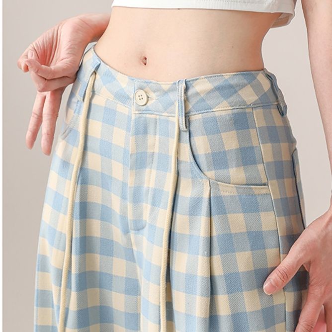チェックパンツ チェックパンツ 優雅なゆとりワイドパンツ