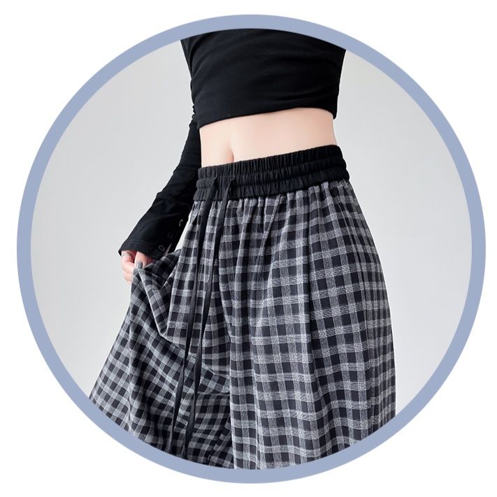 チェックパンツ チェックパンツ ゆったり美脚ギンガムワイドパンツ