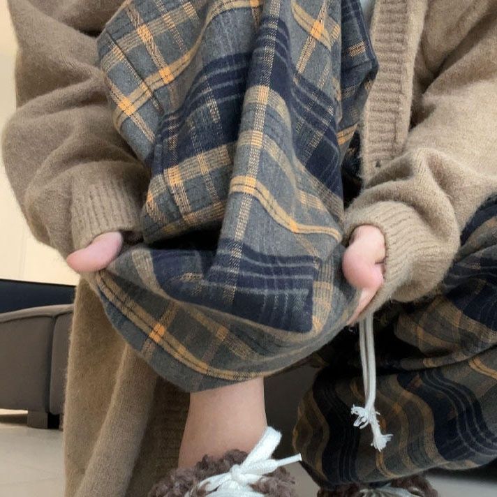 チェックパンツ チェックパンツ 伝統格子ゆったりパンツ