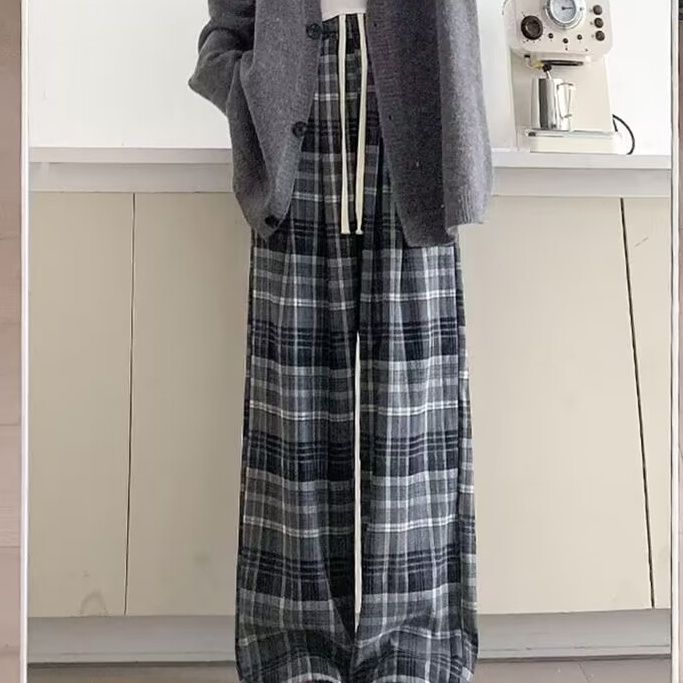 チェックパンツ チェックパンツ 伝統格子ゆったりパンツ