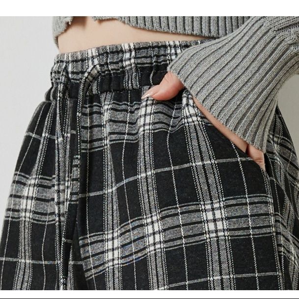 チェックパンツ チェックパンツ 伝統格子柄ワイドパンツ