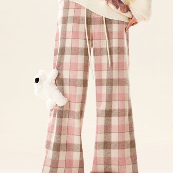チェックパンツ ゆったりワイドチェックパンツ