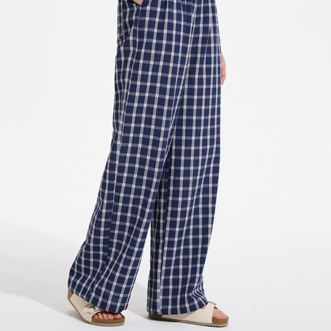 チェックパンツ チェックパンツ ゆったりリラックスワイドパンツ
