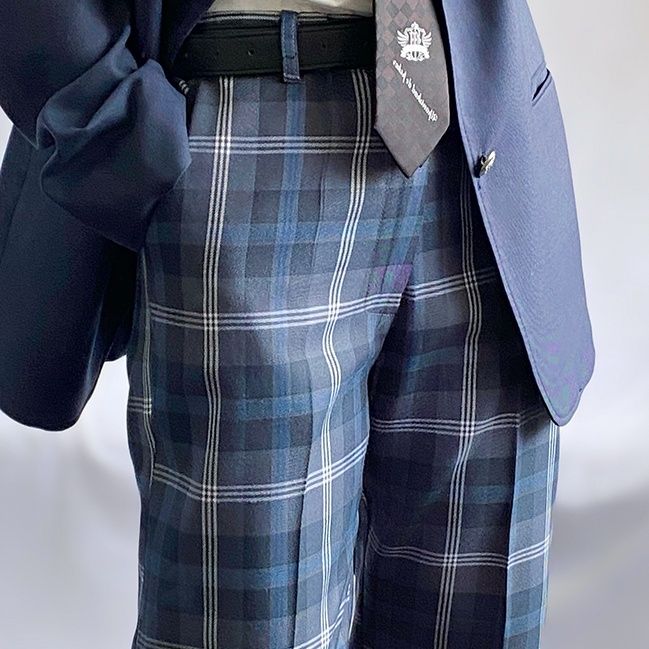 チェックパンツ チェックパンツ 古典格子の伝統美ストレートパンツ