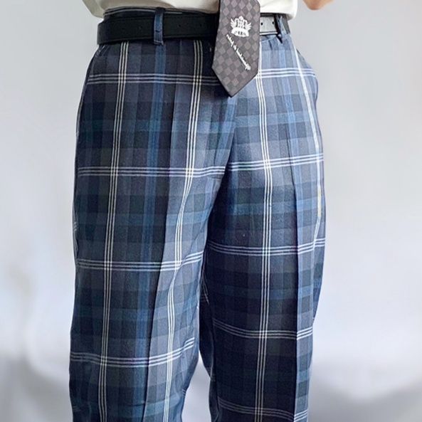 チェックパンツ チェックパンツ 古典格子の伝統美ストレートパンツ